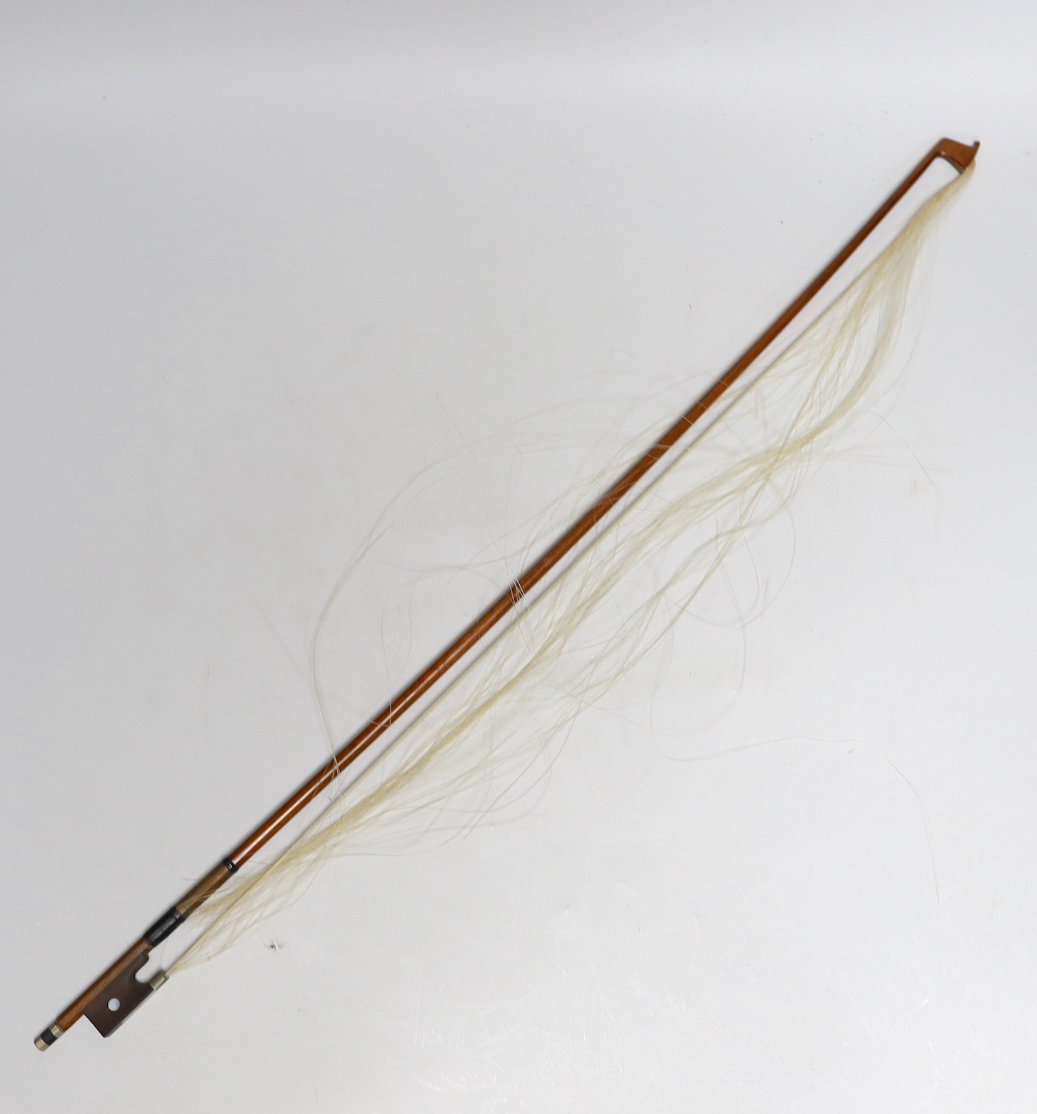 A cased viola and bow, viola back measures, 40.5cm